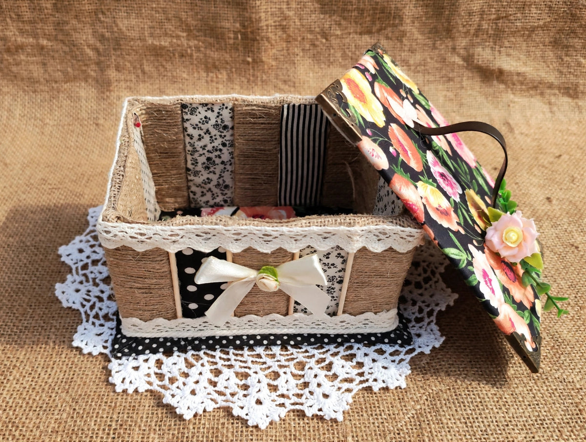 Caja Joyero Artesanal Flores - Hecha a Mano